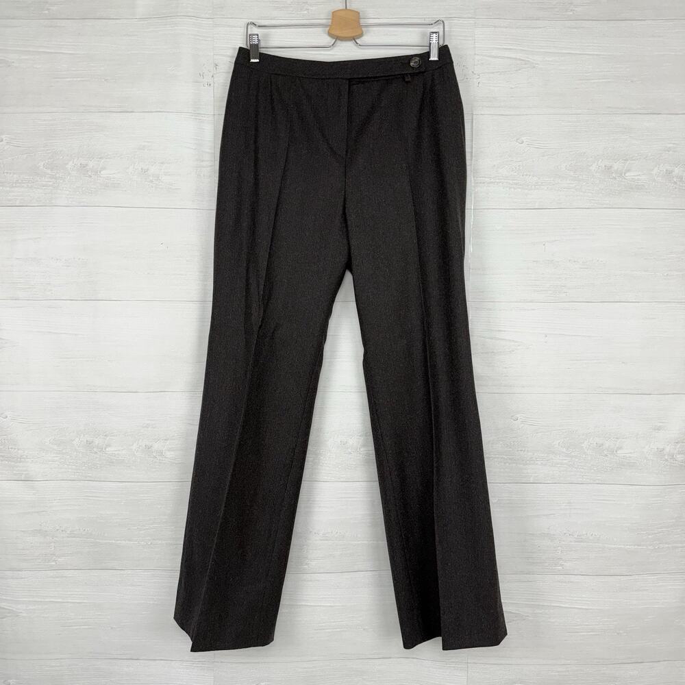 Akris Size 29 Straight Leg High Rise Dress Pant Trousers Gray Wool Preppy Office